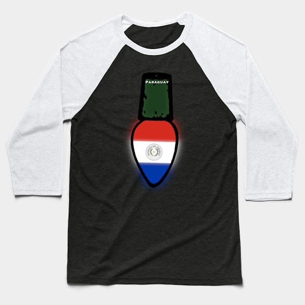 Paraguay Flag Christmas Light Baseball T-Shirt by SoLunAgua